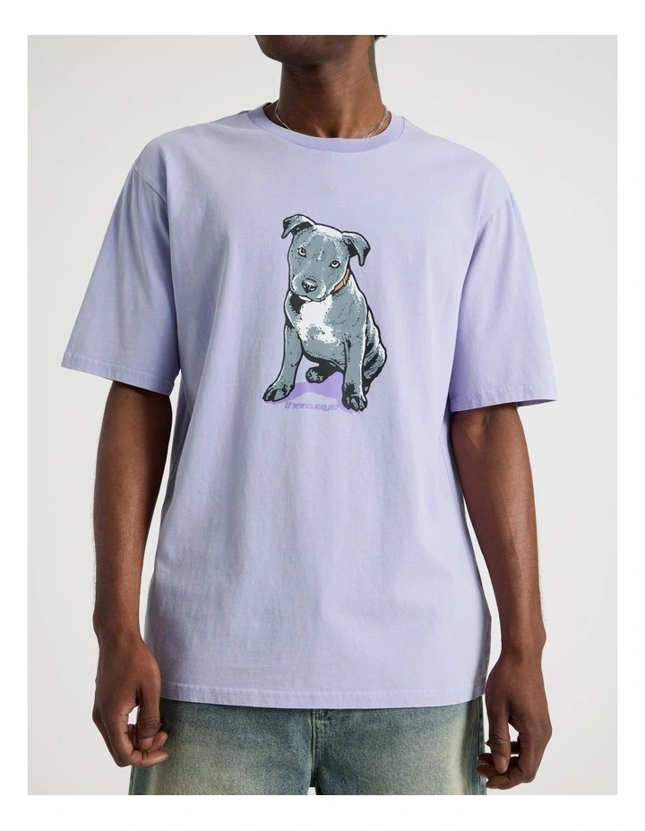 Short Sleeve Tee in Purple Staffy Print image 4