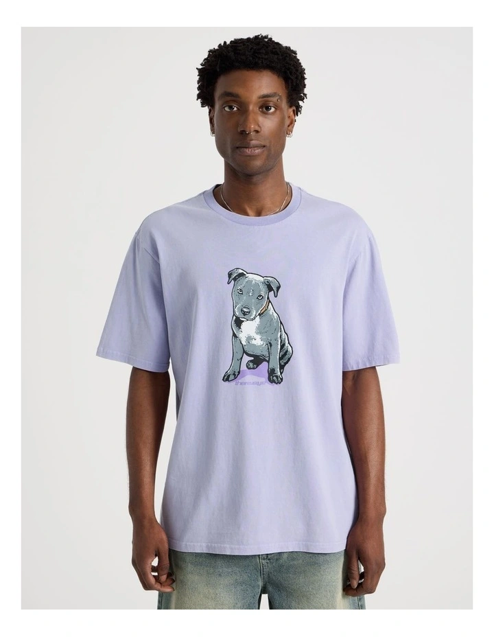Short Sleeve Tee in Purple Staffy Print image 5