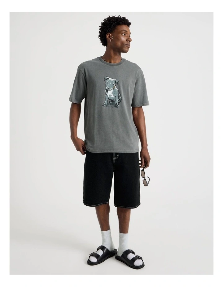 Short Sleeve Tee in Petrol Staffy Print image 2
