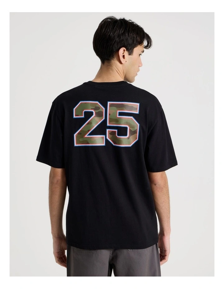Retro Sport Print Short Sleeve Tee in Black image 4
