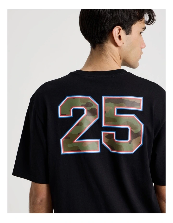 Retro Sport Print Short Sleeve Tee in Black image 5