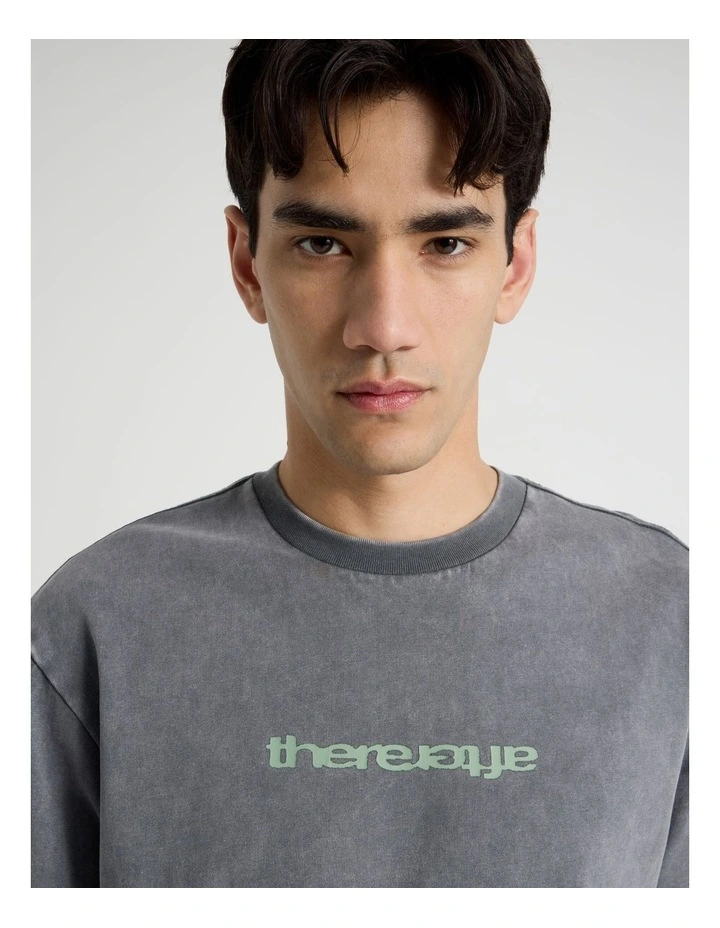 Snow Wash Logo Short Sleeve Tee in Petrol image 2