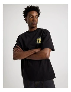 Short Sleeve Tee in Black Snake Print