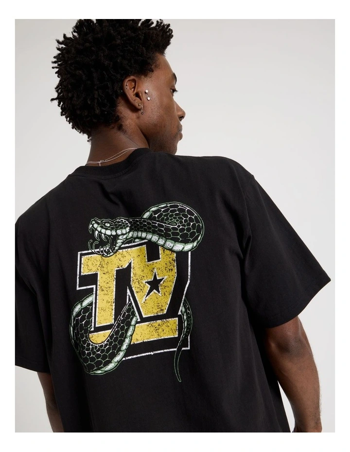 Short Sleeve Tee in Black Snake Print image 2