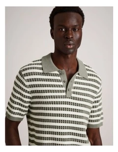 Edwin Textured Knit Polo in Sage