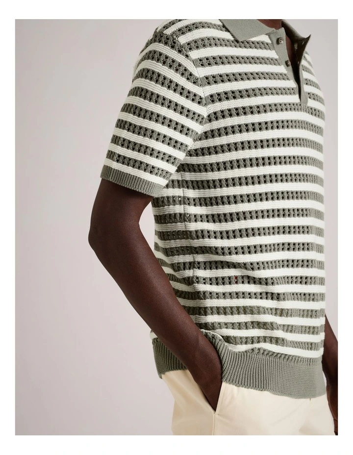 Edwin Textured Knit Polo in Sage image 4