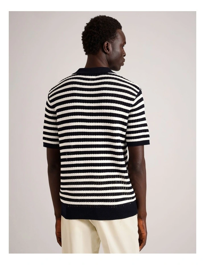 Edwin Textured Knit Polo in Navy image 6