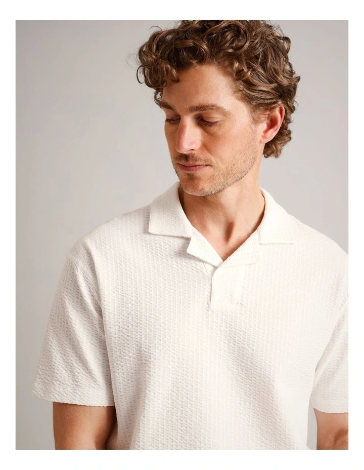Robbie Textured Polo in White image 2