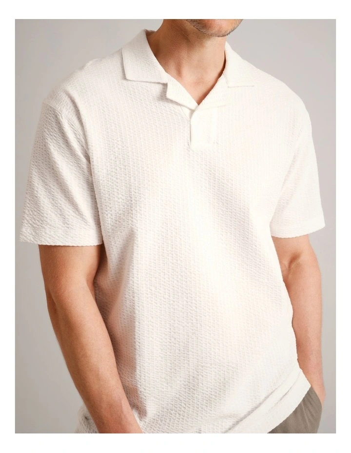 Robbie Textured Polo in White image 3