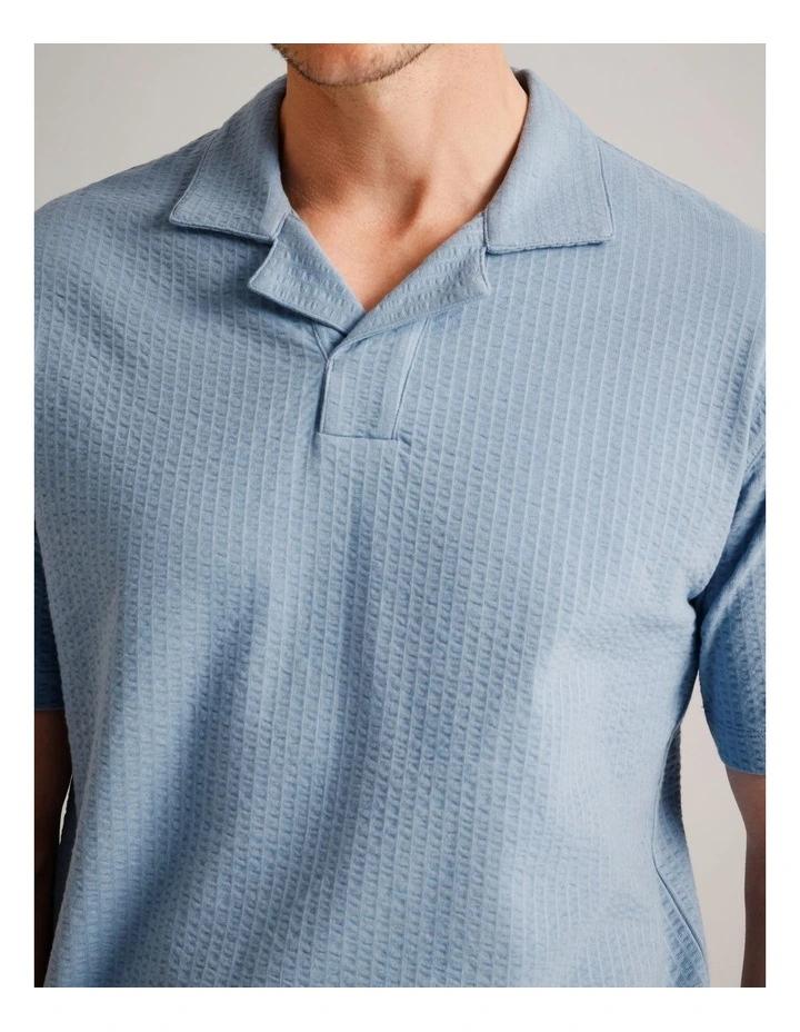Robbie Textured Polo in Blue image 4