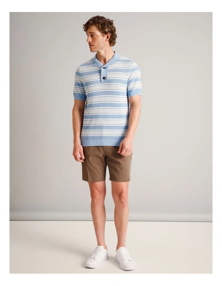 Landon Stripe Knit Polo in Blue image 3