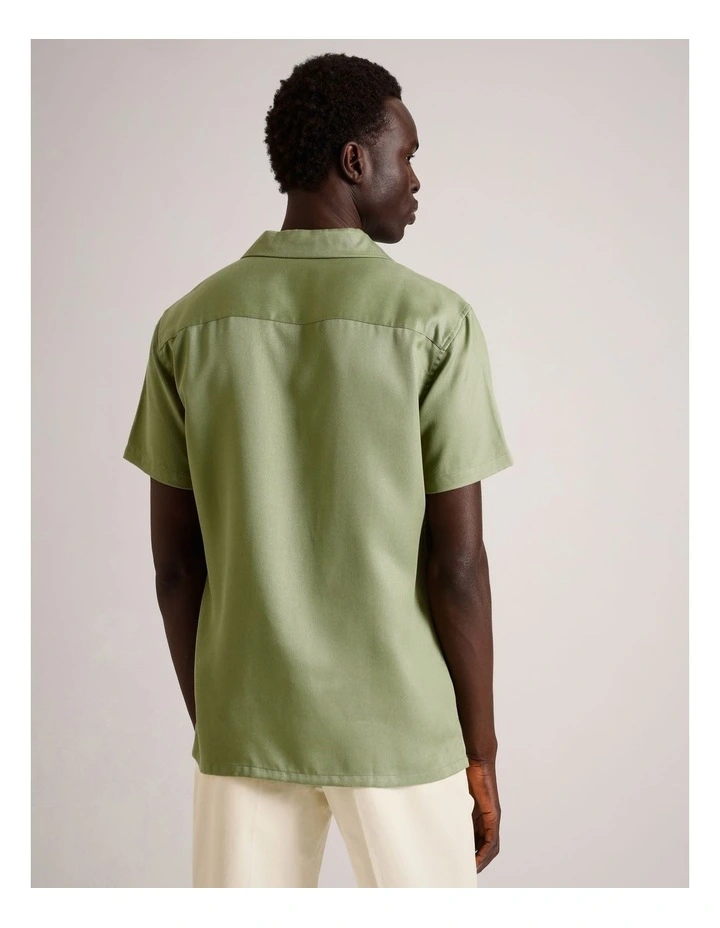 Elijah Embroidered Short Sleeve Lyocell Shirt in Green image 6
