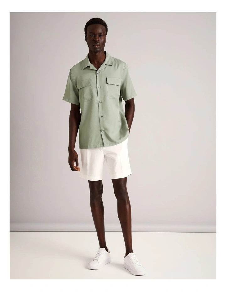 Lucas Double Pocket Short Sleeve Lyocell Shirt in Sage image 2