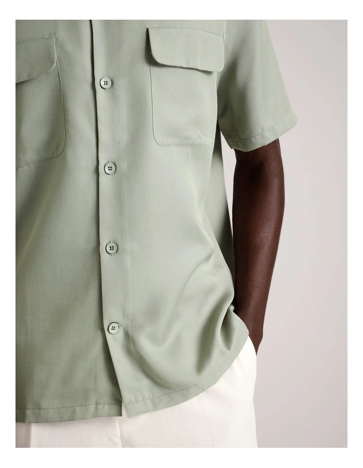 Lucas Double Pocket Short Sleeve Lyocell Shirt in Sage image 4