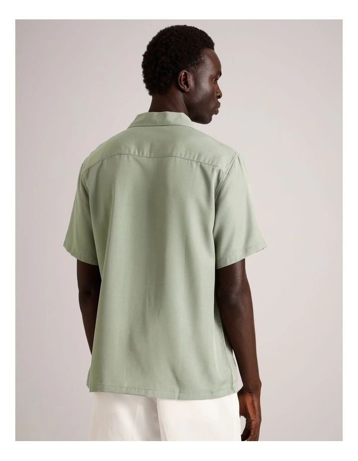 Lucas Double Pocket Short Sleeve Lyocell Shirt in Sage image 5