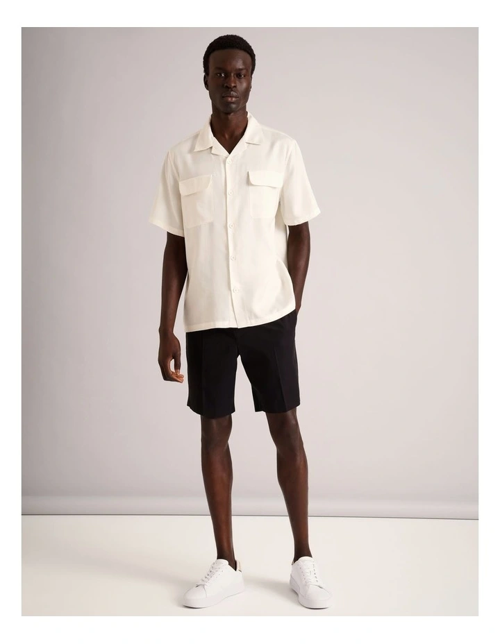 Lucas Double Pocket Short Sleeve Lyocell Shirt in White image 3
