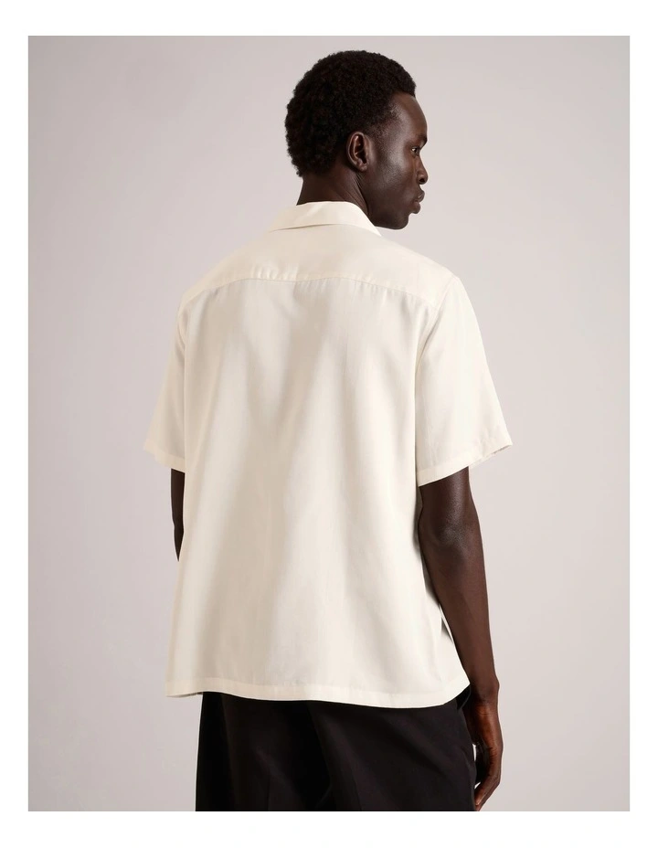 Lucas Double Pocket Short Sleeve Lyocell Shirt in White image 5