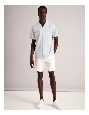 Hudson Textured Striped Short Sleeve Shirt in Light Blue