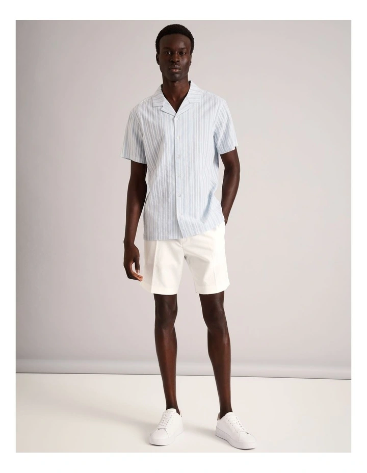 Hudson Textured Striped Short Sleeve Shirt in Light Blue image 2
