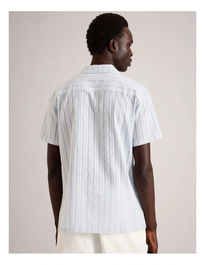 Hudson Textured Striped Short Sleeve Shirt in Light Blue image 5