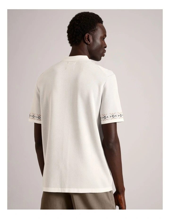 Noah Placement Knit Short Sleeve Shirt in White image 5