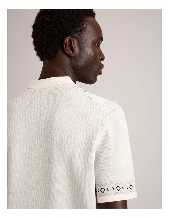 Noah Placement Knit Short Sleeve Shirt in White image 6