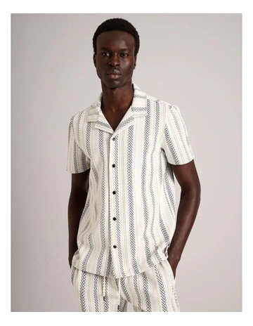 Tyler Textured Knit Short Sleeve Shirt in Navy