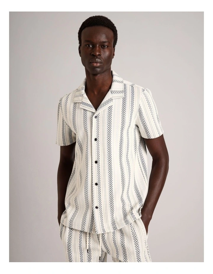 Tyler Textured Knit Short Sleeve Shirt in Navy image 1