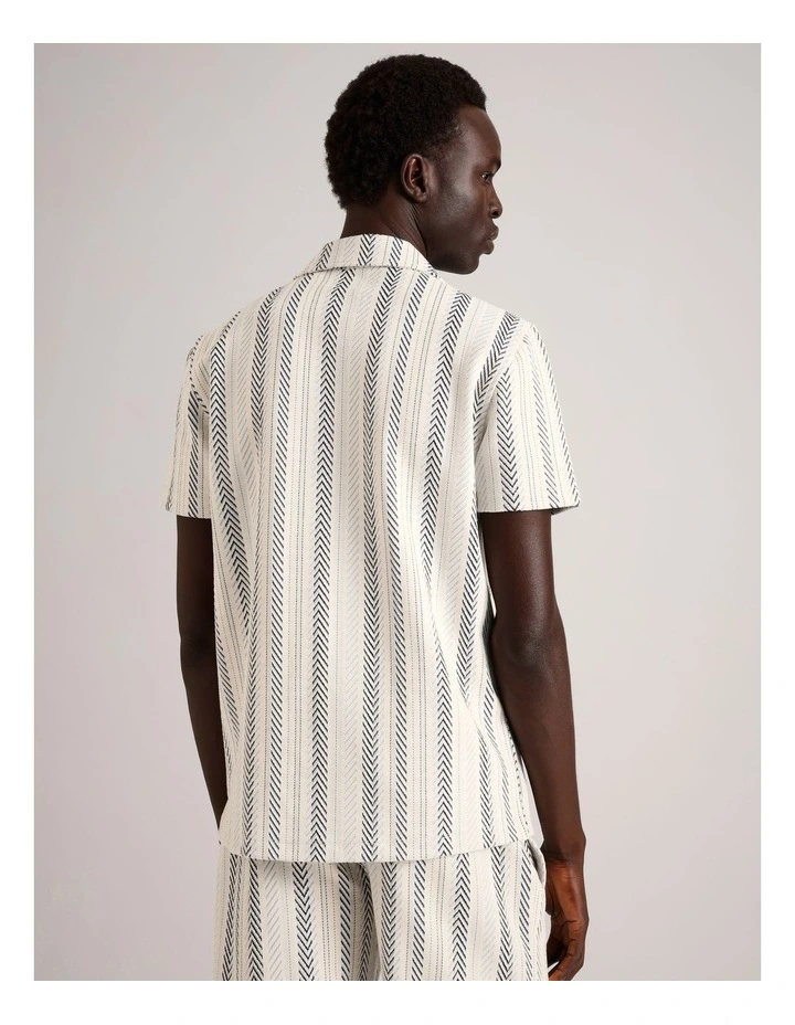Tyler Textured Knit Short Sleeve Shirt in Navy image 5