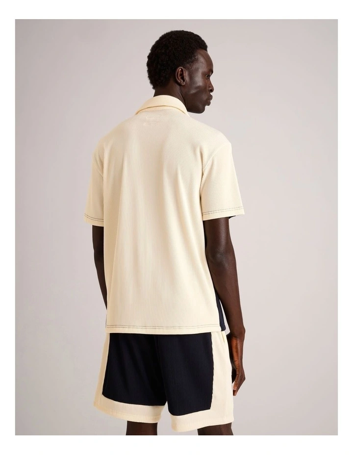 Russ Textured Rib Short Sleeve Shirt in Navy image 5