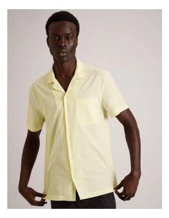 Sam Stripe Short Sleeve Shirt in Lemon