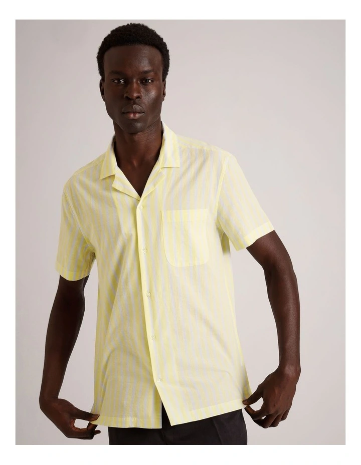Sam Stripe Short Sleeve Shirt in Lemon image 1