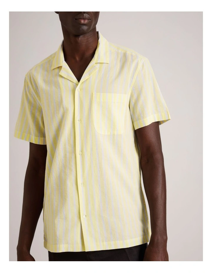Sam Stripe Short Sleeve Shirt in Lemon image 3