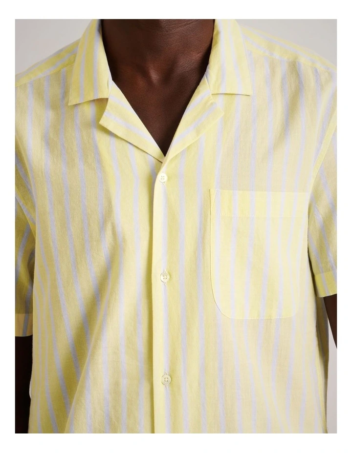 Sam Stripe Short Sleeve Shirt in Lemon image 4