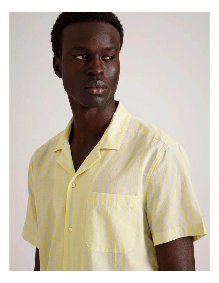 Sam Stripe Short Sleeve Shirt in Lemon image 5