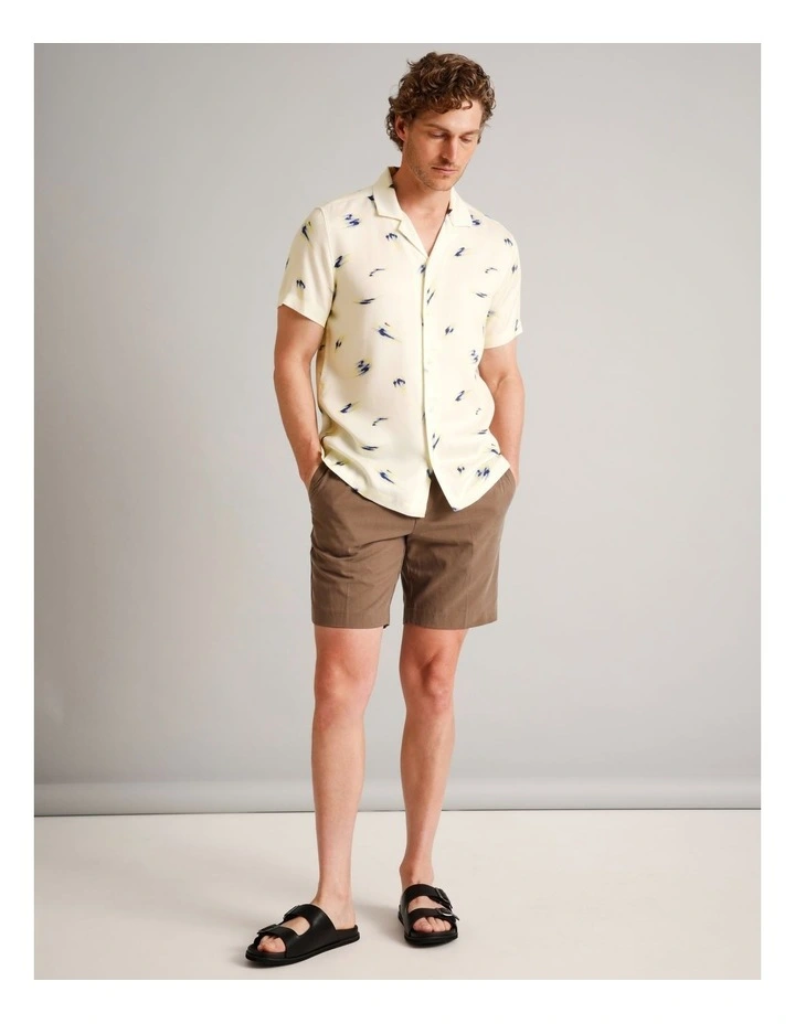 Cooper Abstract Print Short Sleeve Lyocell Shirt in Lemon image 5