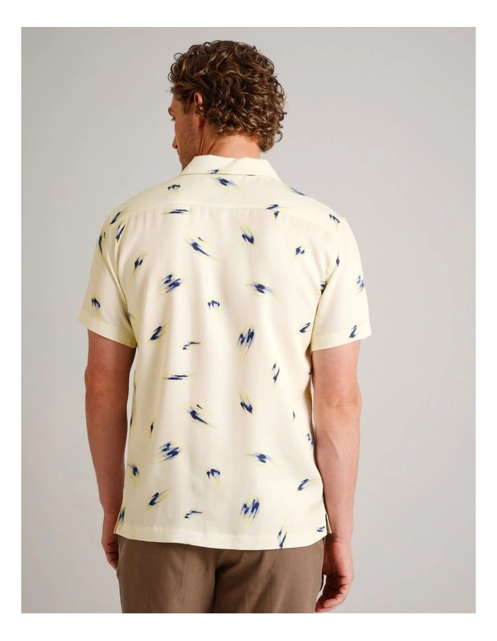 Cooper Abstract Print Short Sleeve Lyocell Shirt in Lemon image 6