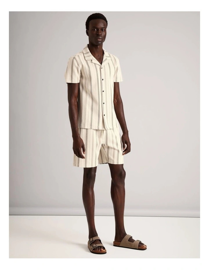 Tyler Textured Knit Short Sleeve Shirt in Ecru image 2
