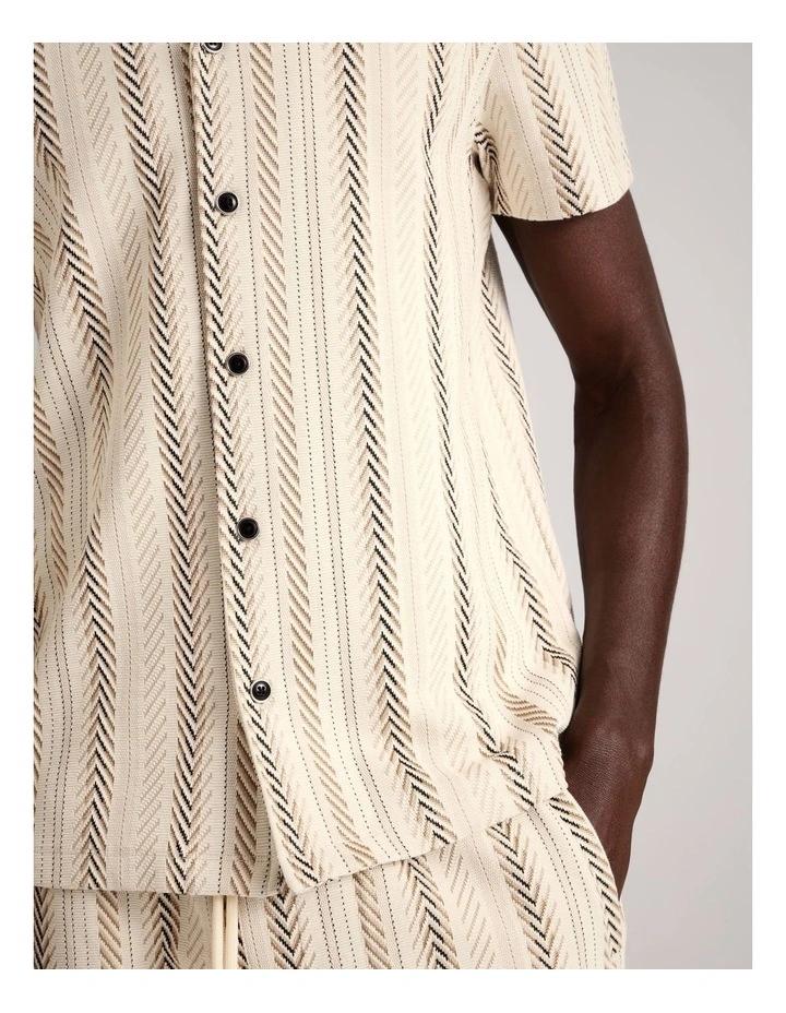 Tyler Textured Knit Short Sleeve Shirt in Ecru image 4