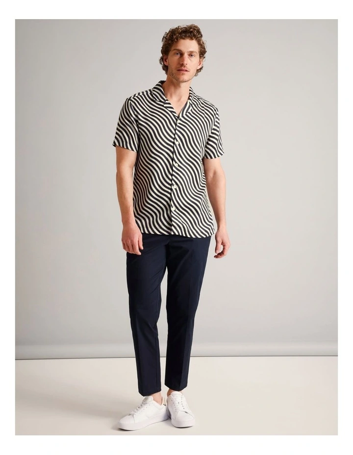 Oliver Abstract Print Short Sleeve Lyocell Shirt in Navy image 2