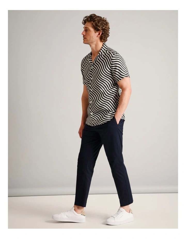 Oliver Abstract Print Short Sleeve Lyocell Shirt in Navy image 6