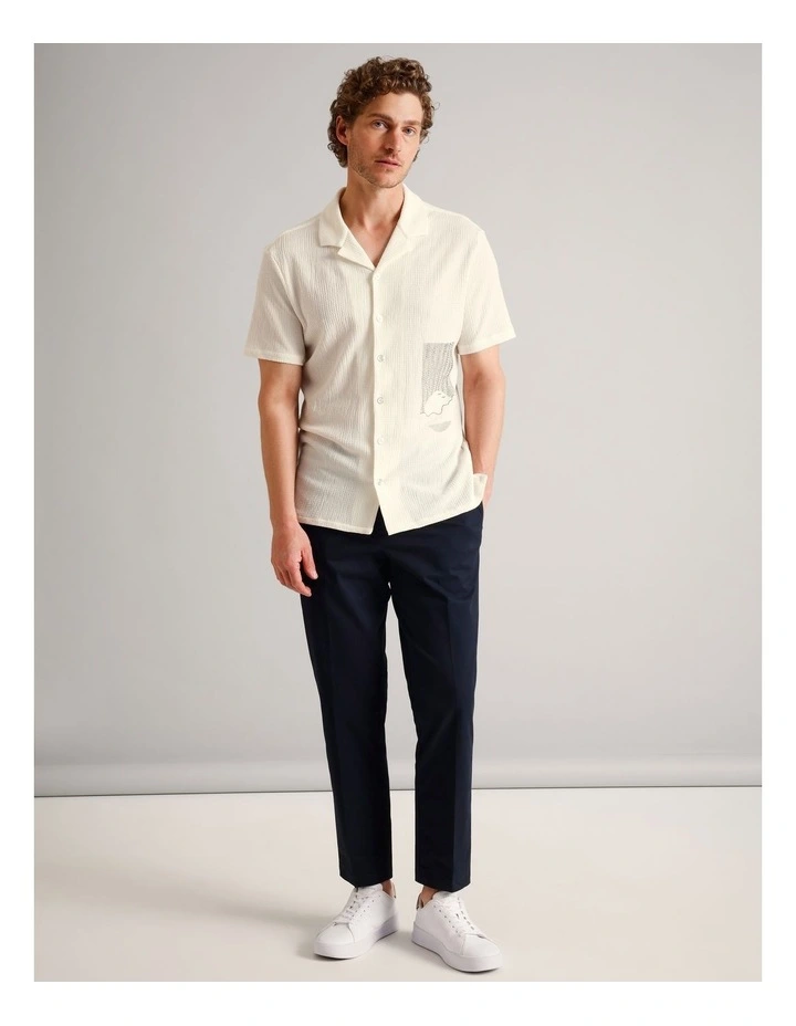 Daniel Textured Print Short Sleeve Shirt in Ecru image 2