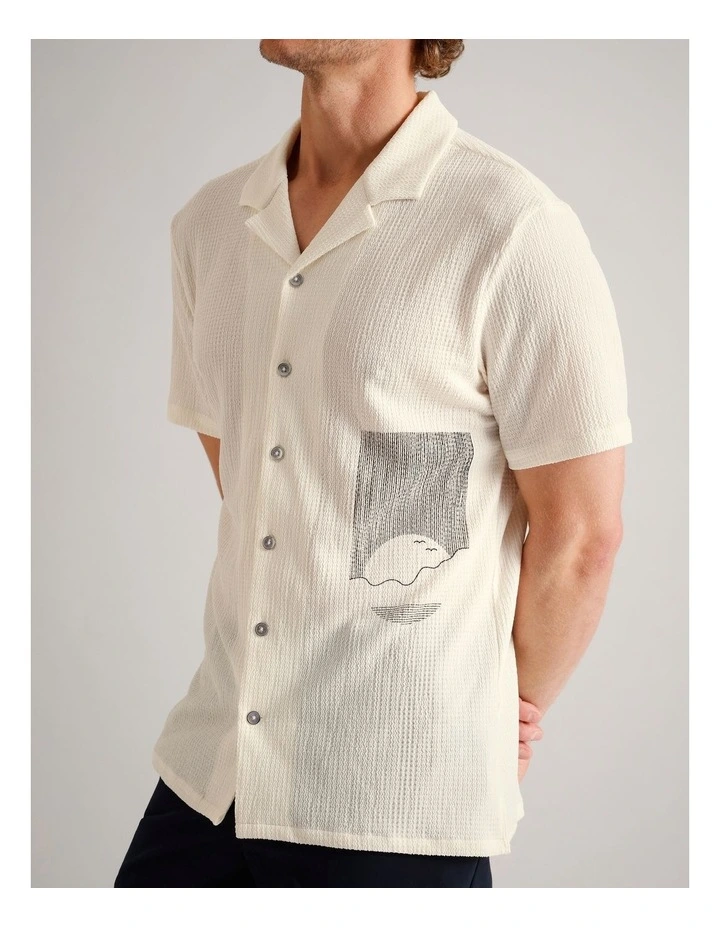 Daniel Textured Print Short Sleeve Shirt in Ecru image 4