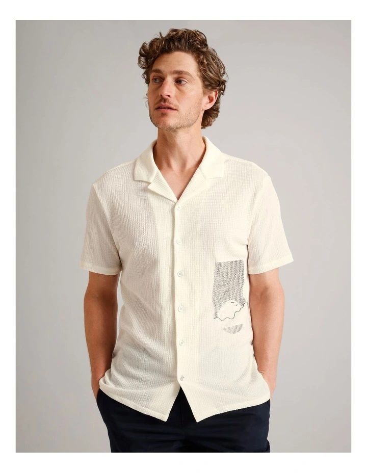 Daniel Textured Print Short Sleeve Shirt in Ecru image 5