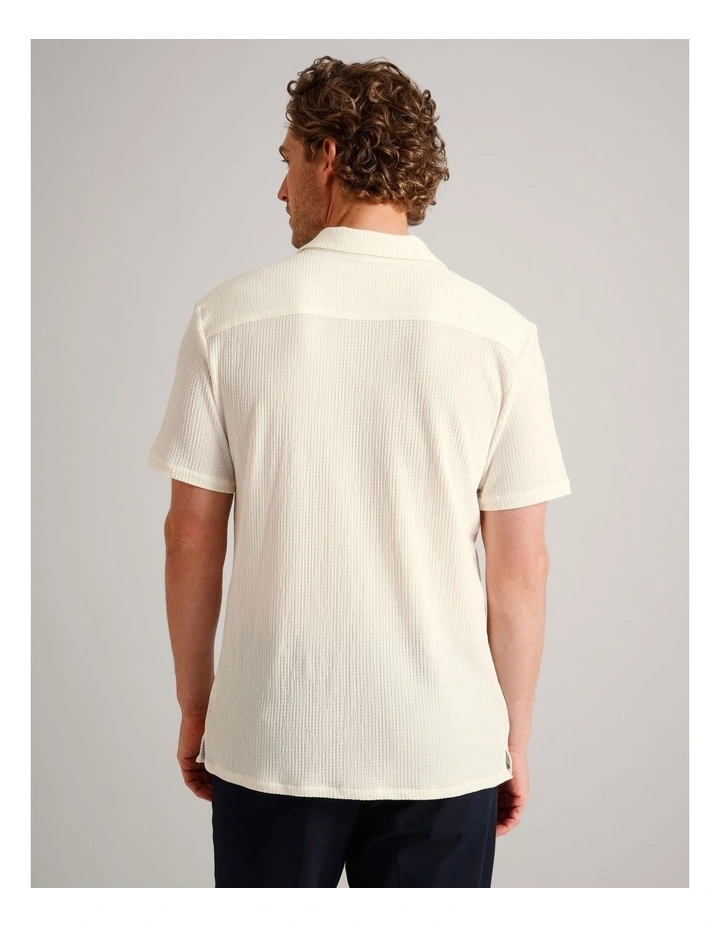 Daniel Textured Print Short Sleeve Shirt in Ecru image 6