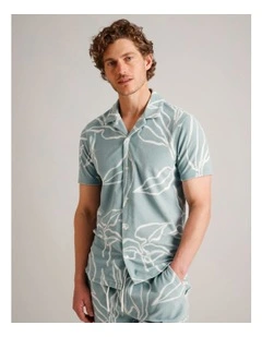 Arthur Terry Towling Short Sleeve Shirt in Light Blue