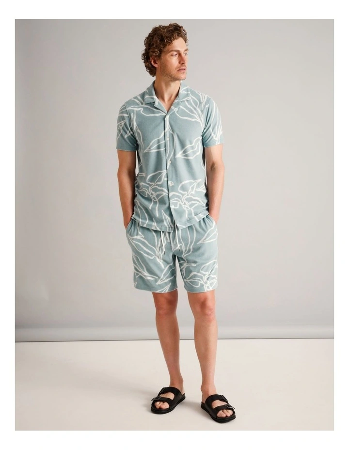 Arthur Terry Towling Short Sleeve Shirt in Light Blue image 2