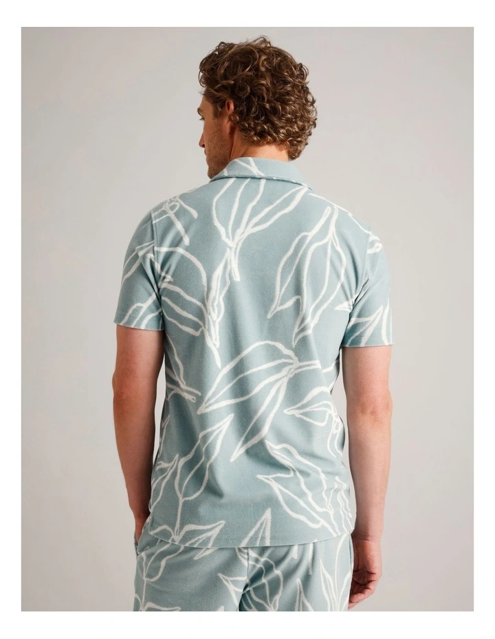 Arthur Terry Towling Short Sleeve Shirt in Light Blue image 6