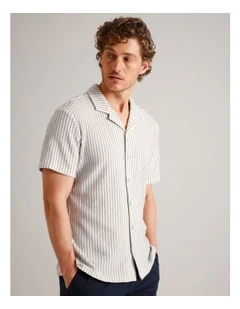 Monty Textured Stripe Short Sleeve Shirt in Light Blue