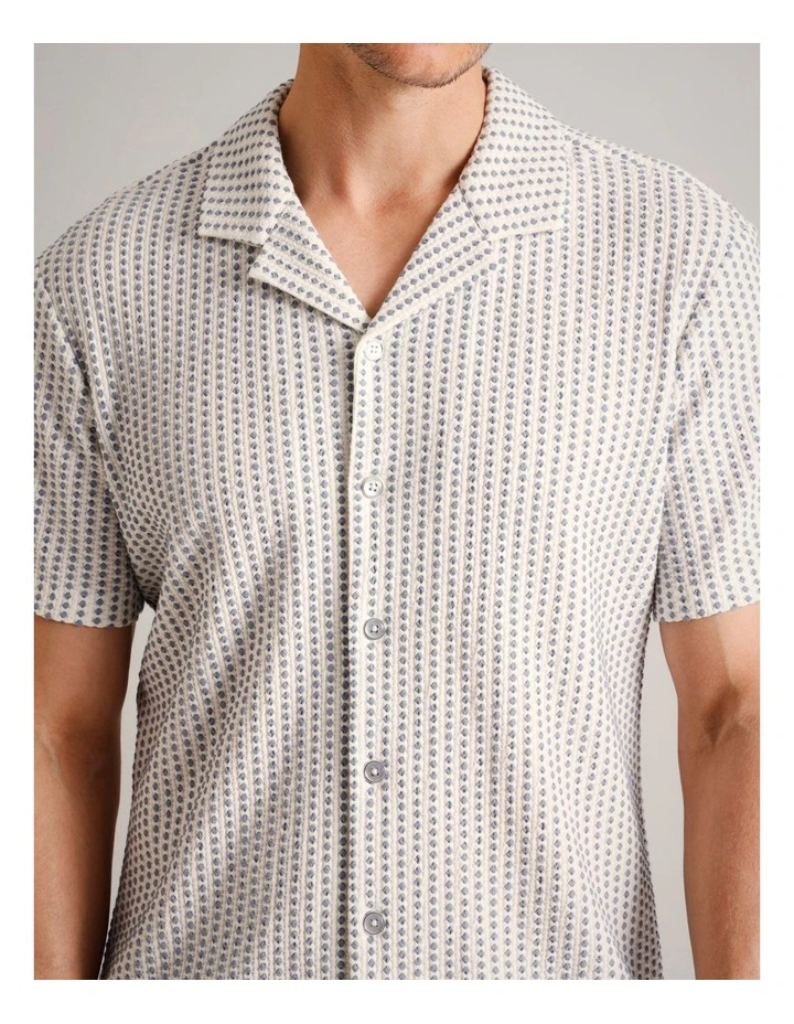 Monty Textured Stripe Short Sleeve Shirt in Light Blue image 3